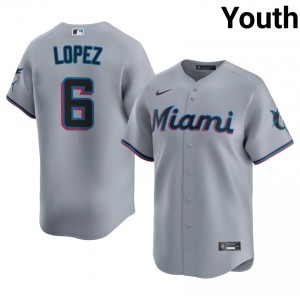 Otto Lopez #6 Marlins Baseball Jersey | Durable Youth Gray Stitched Edition 92059407