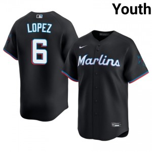 Otto Lopez #6 Miami Marlins Baseball Jersey | Officially Licensed Youth Black Embroidery Edition 59683552