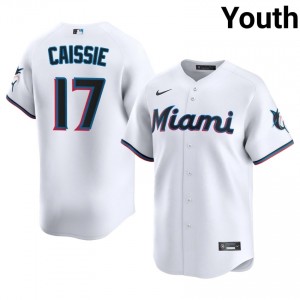 MIA Owen Caissie #17 White Youth Baseball Jersey | 2026 Season Iconic 89850979