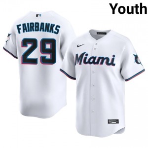 #29 Pete Fairbanks Game-Day Youth Baseball Jersey | MIA Marlins White Fan Gear 33483655