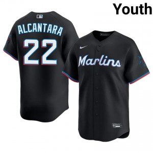 Sandy Alcantara #22 Marlins Baseball Jersey | Game-Day Youth Black Stitched Edition 76960193