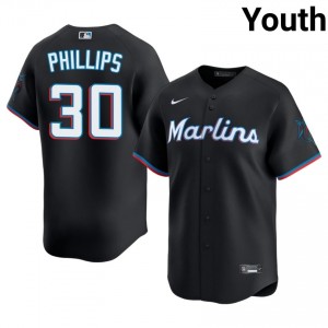 Tyler Phillips #30 MIA Marlins Baseball Jersey | Premium Youth Black Stitch Edition 39151094