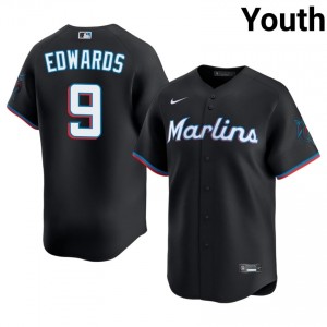 Xavier Edwards #9 MIA Baseball Jersey | Professional Youth Black Embroidery Edition 82996820