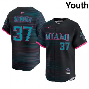 Miami Anthony Bender #37 Black Youth City Connect Baseball Jersey | 2026 Season Authentic 98108932