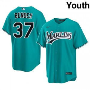 Teal Anthony Bender #37 Miami Marlins Baseball Stitched Jersey | Game-Day Youth Fit 87199629