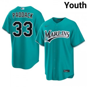 Chris Paddack #33 Marlins Baseball Jersey | Game Youth Teal Embroidery Edition 55952583