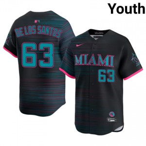 #63 Deyvison De Los Santos Professional Youth City Connect Baseball Jersey | MIA Marlins Black Fan Gear 82463751
