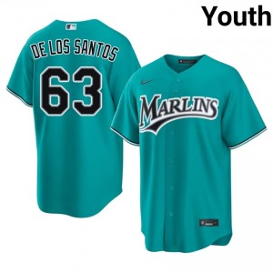Deyvison De Los Santos #63 MIA Baseball Jersey | Classic Youth Teal Embroidery Edition 81218764