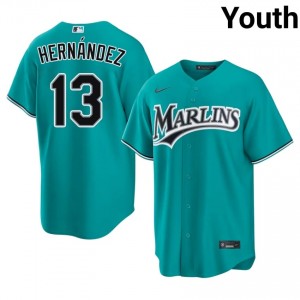 Heriberto Hernandez #13 Miami Baseball Jersey | Limited Youth Teal Embroidery Edition 51353651