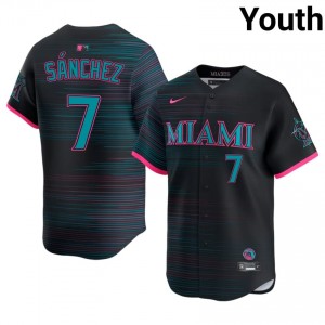 MIA Jesus Sanchez #7 Black Youth City Connect Baseball Jersey | 2026 Season Officially Licensed 35603922