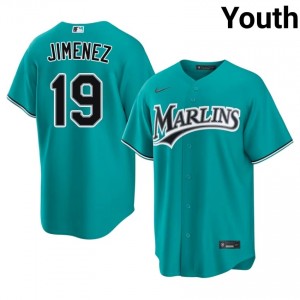 Leo Jimenez #19 Miami Marlins Baseball Jersey | Genuine Youth Teal Sewn Edition 49520984