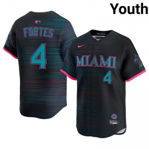 #4 Nick Fortes Game-Day Youth City Connect Baseball Jersey | Marlins Black Fan Gear 97580753