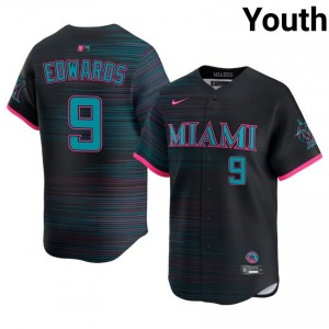 Miami Marlins Xavier Edwards #9 Black Youth City Connect Baseball Jersey | 2026 Season Game-Day 87062486